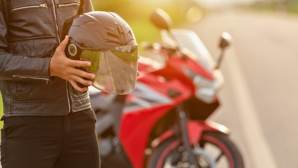 motorcycle and helmet