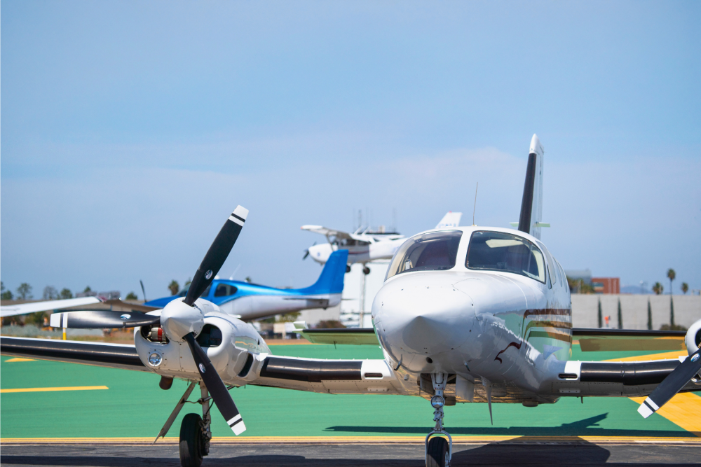 Plane on airport runway