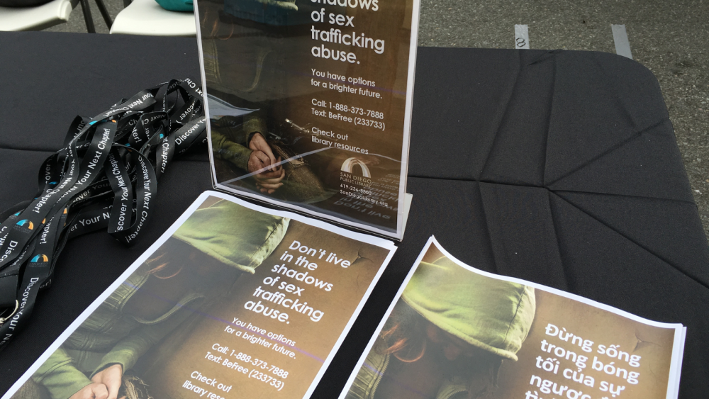 Photo of anti sex trafficking flyers on a table