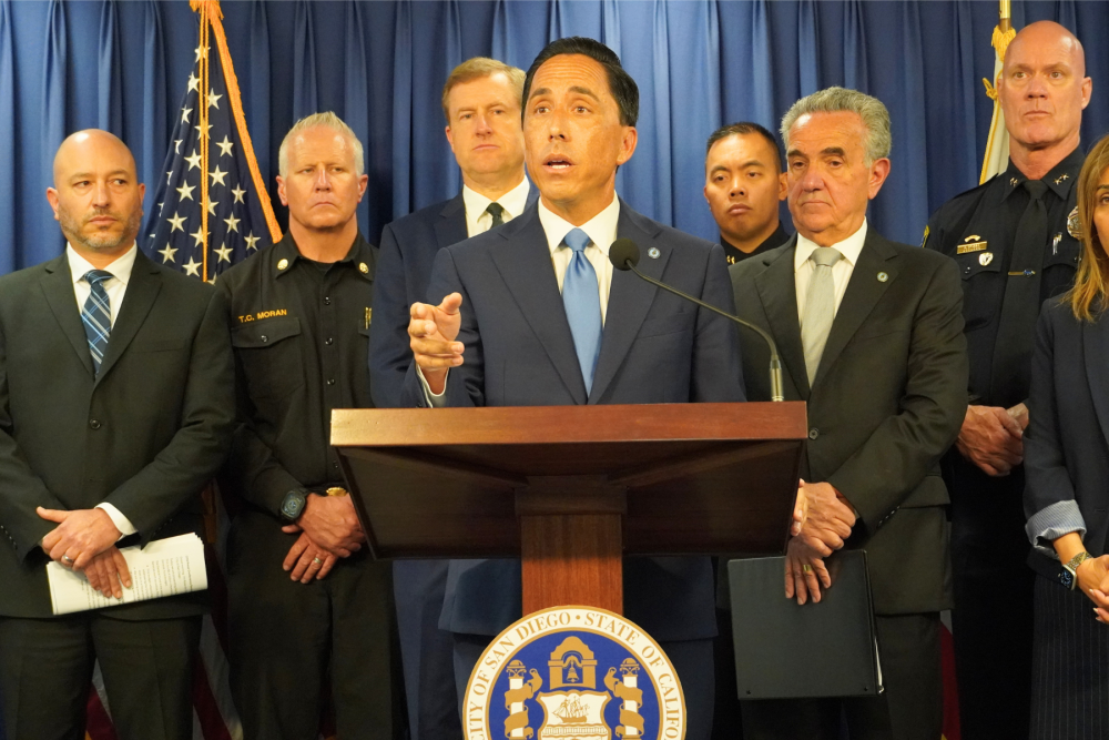 Mayor Todd Gloria in a budget press conference