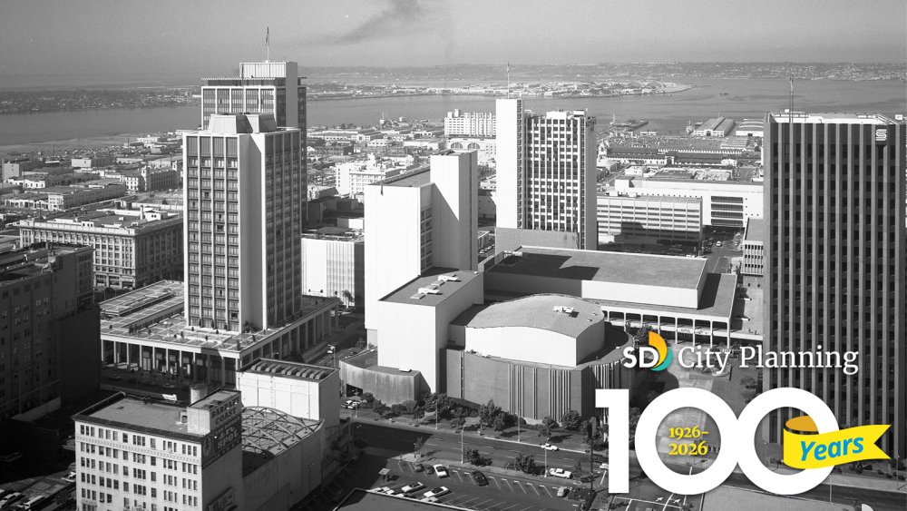 Black and white of San Diego downtown