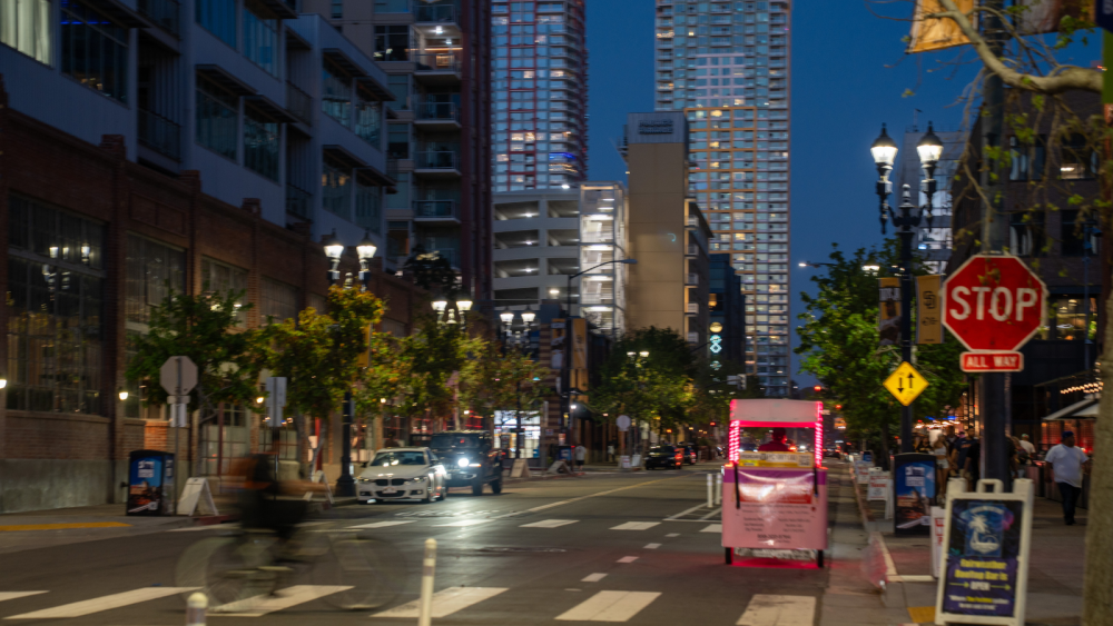 Gaslamp District at night