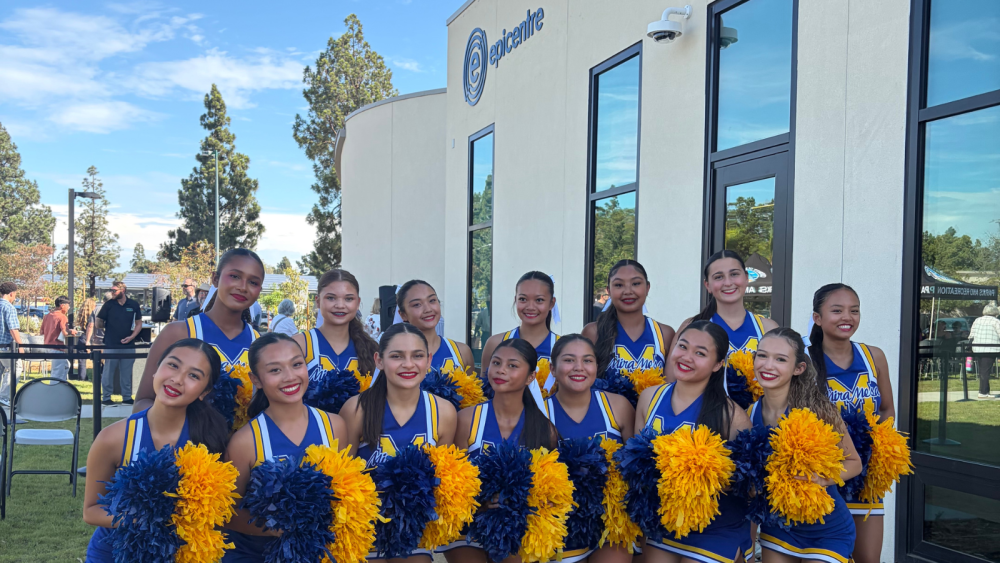 Cheerleaders posing for a group picture