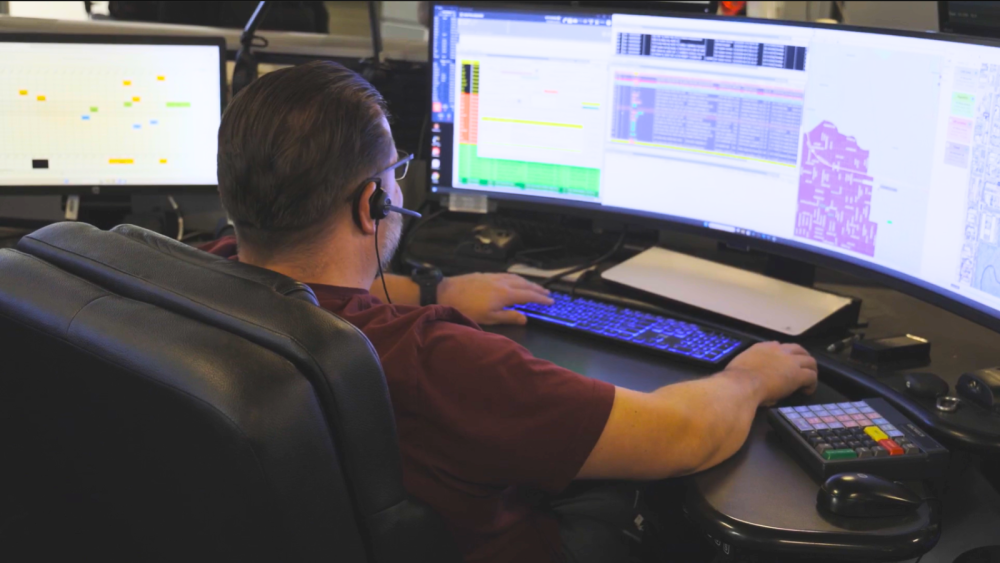 Dispatcher looking at monitor