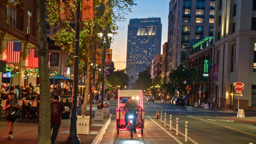 Gaslamp Quarter in the evening