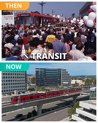 Picture of transit system then and now