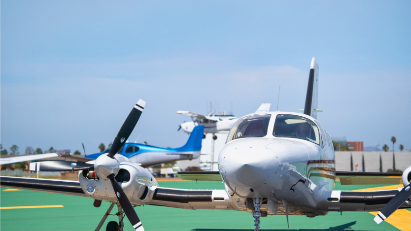 Plane on airport runway