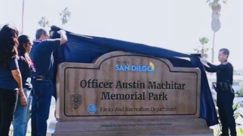 Machitar Park sign unveiled with Chief Wahl 